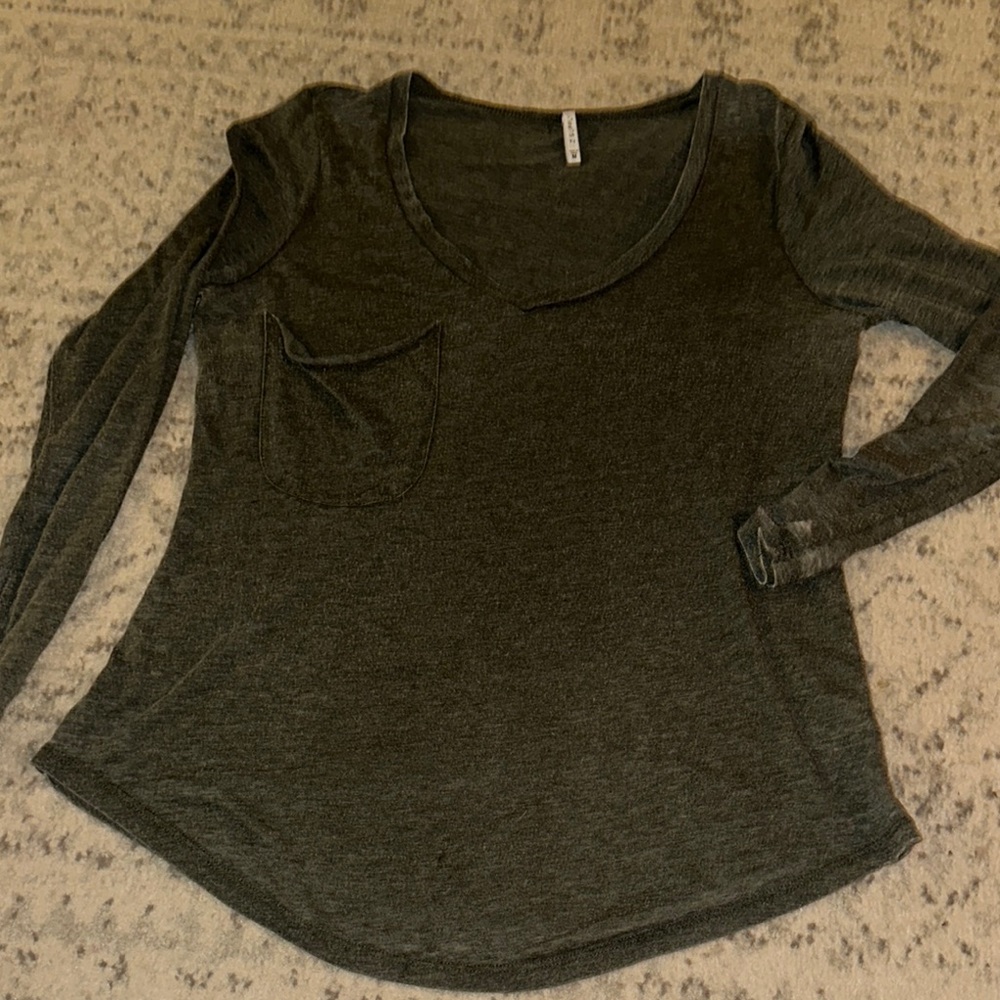 Z Supply Olive Green Fitted Long Sleeve Tee